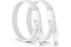 EVOMART Pack de 2 cables USB C 2 m a cable USB-C carga rápida 4.0 cargador 60 W tipo C cable para iPhone 16 15 Samsung S25/S24 Ultra A55 A35 iPad Air MacBook Pro Google Pixel 9/8/Xiaomi Switch PS5 (WHITE)