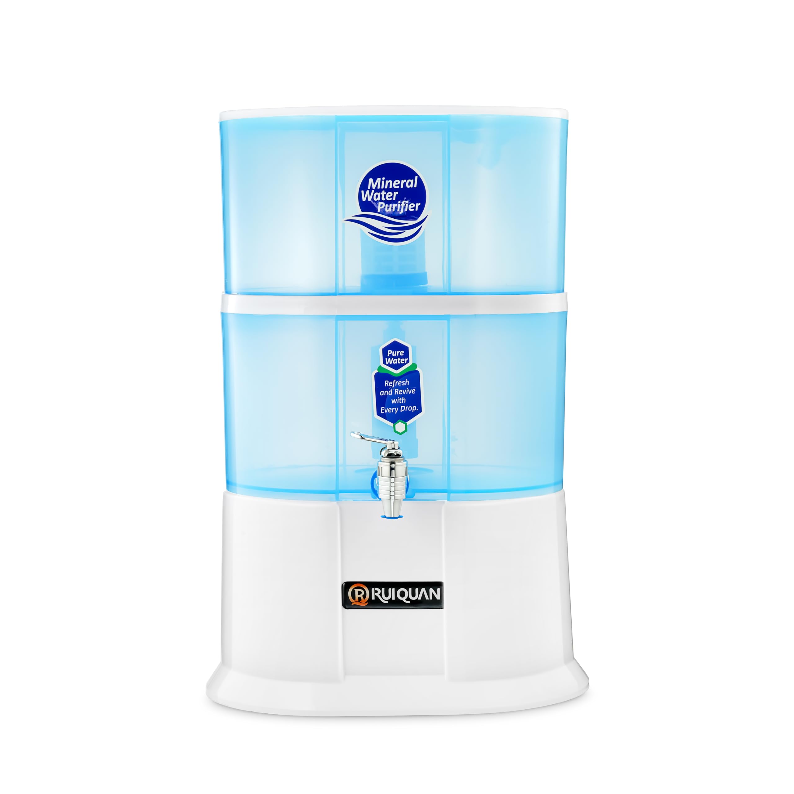 Ruiquan 20L Mineral Pot: Stylish White Gravity Water Purifier for Home & Office | Efficient UF Filter for Clean, Safe Drinking Water