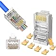 20 Pack RJ45 Cat6a Cat6 Connector for 23 AWG Gold Plated 8P8C Pass Through Shielded Modular Ends Plug