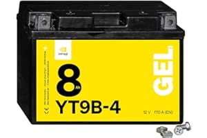 Denagi GEL YT9B-4 Motorradbatterie 12V 8Ah, wartungsfrei versiegelt vorgeladen