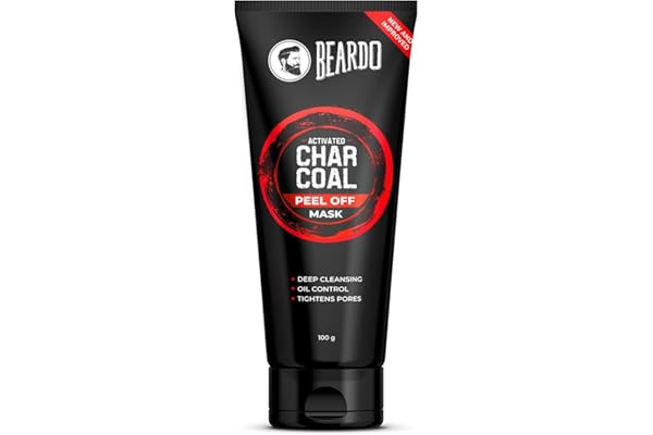 Beardo Activated Charcoal Peel Off Mask for Men, 100g | Charcoal Face Mask for Glowing Skin | Detoxing Facial Kit for Men | Peel Off Mask For Oily & D