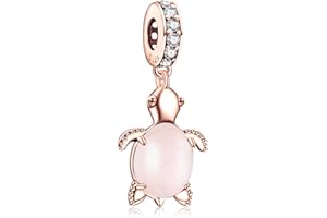 Amuefer Océan Charms pour Bracelets et Colliers Argent Sterling Or Rose Mermaid Tortue Crabe Gecko Dauphin Mercure Pendentif Charme Noël Bijoux Cadeaux pour Femme Fille Enfant