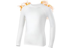 Roadbox Kids Thermal Top, Boys Thermal Base Layer Fleece Lined, Quick Dry Warm Underwear for School Football Outdoor