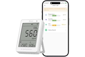 SONOFF AirGuard CO2, Smart Indoor Air Quality Monitor, Matter Compatible, 2.4GHz WiFi, Carbon Dioxide Detector for CO2/Temp/Humidity, Real-Time Display & Alarm, for Bedroom, Nusery room