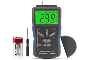 GOYERRNES Wood Moisture Meter,Pin Type Digital Moisture Detector,GR-883C Handheld Moisture Sensor with 3 Colored Indicators and Backlight LCD Display Tester for Wood,Hardened Materials, Ambient Temperature(℃/℉)
