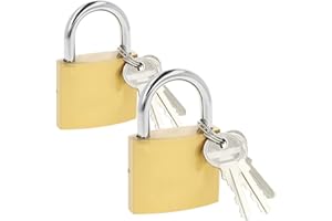 COM-FOUR® 2x Lucchetto in metallo massiccio - Serratura di sicurezza con 3 chiavi - Lucchetto con impugnatura temprata