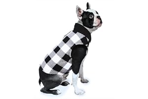 YAODHAOD Stretch Fleece Vest Dog Sweater，Cold Weather Coat Warm Soft Pullover Dog Jacket，for Small Dogs Dachshund Chihuahua French Bulldog Pug (XL, Black Plaid)