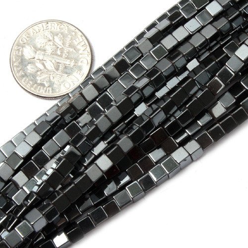 Sweet & Happy Girl's Store 3mm Square Black Hematite Beads Strand 15 Inch Jewellery Making Beads