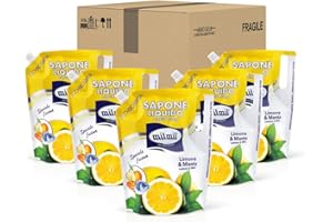 Milmil Sapone Liquido Speciale Cucina, Fragranza Limone & Menta, Formato Ricarica Busta, Detergente Stoviglie con Molecola Elimina Odori, Dermatologicamente Testato - 5 x 900 ML