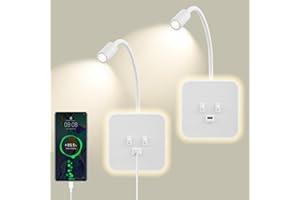 STRIXORN Lampe de Lecture Murale avec port de charge USB et Interrupteur indépendant, Applique murale LED Col de Cygne Flexible, Liseuse de Chevet pour Salon Chambre tête de lit Lecture(Blanco, 2 piezas)
