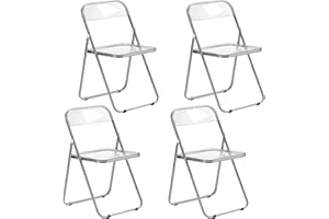 LuxNook 4 sillas Plegables Silla de Pet Metal Transparente Silla Plegable Capacidad de Carga de 150 kg para Comedor, salón, jardín