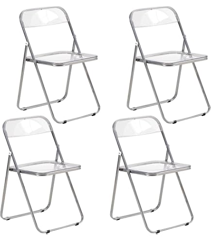 Baroni Home Klapstoel met frame van staal en pvc, ruimtebesparend, inklapbaar met poten en handgreep, voor reizen, keuken, woonkamer, slaapkamer, 74 x 43 x 49 cm, 8 stuks, wit