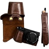 kinokoo Case for Sony A6400/A6300/A6100/A6000 (16-50mm Lens) - Coffee | Protective PU leather case with removable strap, deta