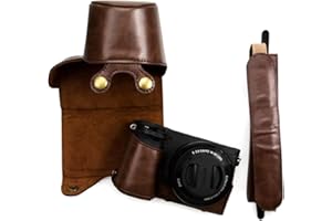 MUZIRI KINOKOO kinokoo Etui ochronne na aparat Sony A6400 A6100 i 16-50 mm etui na aparat Sony a6400, Alpha 6100/ILCE-6100 (kawa)