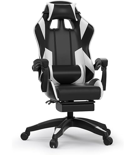 Chaise gaming ergonomique avec repose-pieds et Bluetooth