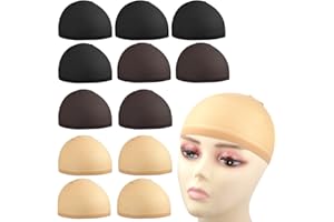 KYSUN Calotte per Parrucche di Nylon Wig Caps, Copricapo per Parrucche, Hairnet Cap Protezione per Capelli in Realizzati in Tessuto Elasticizzato e Sottile per Uomo e Donna (2 *Nero, 2 *Nudo, 2 *Marrone）