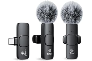 pTron KWM-1 Omnidirectional Type C Wireless Microphone w/DSP Noise Cancellation, Plug & Play, 25m Wireless Range, Lapel Wireless Collar Mic for Video Recording, Supports Type C Android, iPhone(Black)
