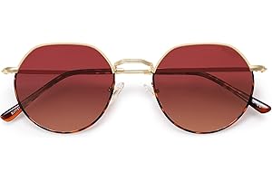 SOJOS Occhiali da Sole Polarizzati Uomo Donna Poligonali Rotondi Vintage Stile Protezione UV Occhiali da Sole SJ1157