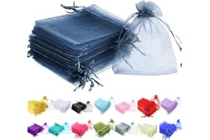 Time to Sparkle 50 Pieces Pouches Organza Gift Bags Oragnza Wedding Favour Bags Jewellery Packing (Navy Blue, 10x15cm)