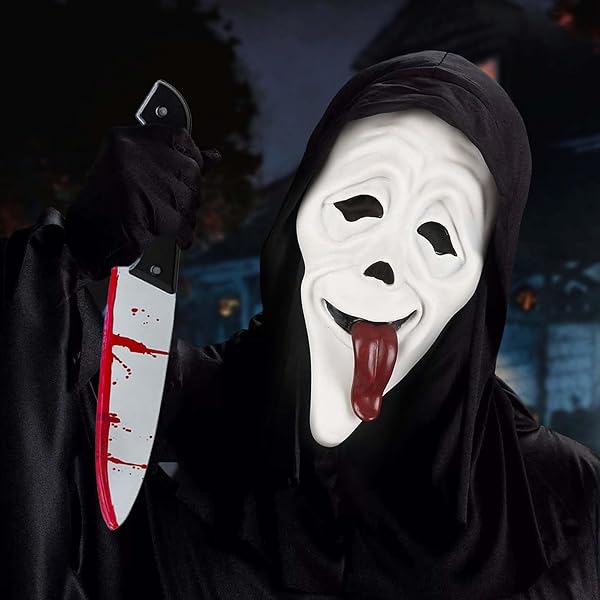 STFYUG Halloween Scream Maske - Ghost Face Maske Mit Messer & Handschuhen