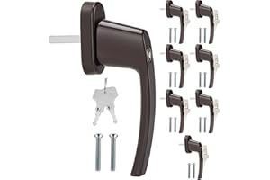 Lospitch fenstergriff aluminiumlegierung abschließbar 8 Stück Fenstersicherung mit 16 Schlüssel, Schloss in Stiftlänge 35mm, Fenstergriffe braun