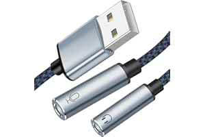 NCGGY USB to 3.5mm Jack Audio Adapter USB Sound Card Jack Audio Adapter with 3.5mm Headphone and Microphone Jack Compatible with PC,Laptop,Linux, Desktops,PS4，PS5and More Device