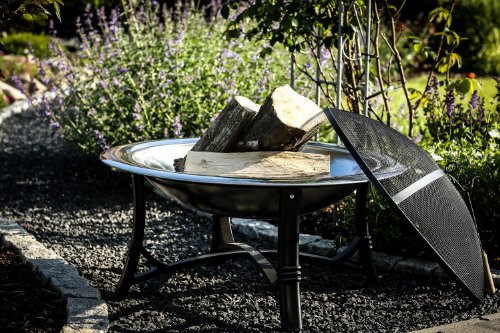 Moderne Feuerschale, Feuerkorb, Ø 76 cm, Edelstahl, Funkenhaube - 5