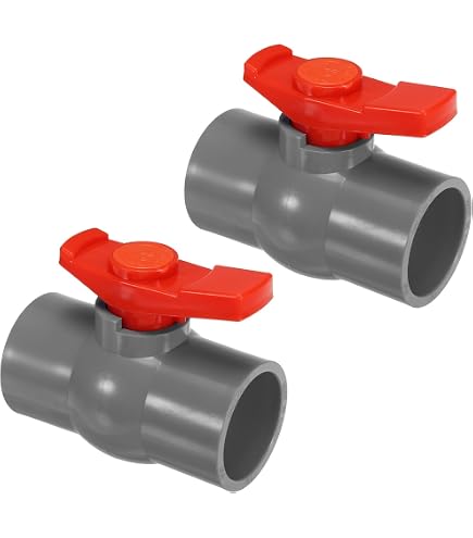 Rubinetto A Sfera In PVC 3 Vie Con Attacco Adesivo 25 Mm - Well2wellness® - Manico Rosso