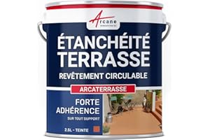 Peinture, résine étanchéité Terrasse - Imperméabilisation terrasse circulable, balcon, sols extérieurs, béton 2.5 L - Tuile - ARCANE INDUSTRIES