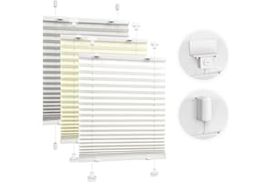 ‎VICTORIA M. Victoria M. Easyfix Plissee Faltrollo ohne Bohren, zum Klemmen oder Kleben, Sonnenschutz Sichtschutz Fenster, 90 x 120 cm, Creme