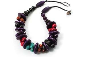 Avalaya Multicoloured Chunky Wood Bead Cotton Cord Necklace - 44cm