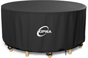 Kipiea okrągły pokrowiec na meble ogrodowe Wodoodporne, 420D tkanina Oxford okrągły Zewnętrzny Pokrowce na stół, patio pokrowiec na Stoły wiatroszczelny, anty-UV, Brak rozdaracia - 158x71cm