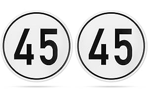 ‎YOUR DAY MATE Aufkleber Set Geschwindigkeit mit 45 KM/H, 2 Stück, Ø 20 cm, selbstklebende Folie, außenklebend, Tempo Klebesticker für Anhänger, LKW, Bus, Landmaschine, Wohnwagen, Geschwindigkeitsaufkleber KFZ Set