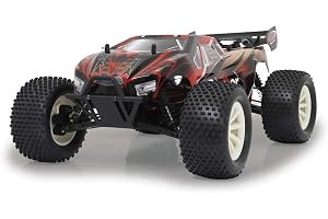 Jamara 059739 Brecter Truggy 1:10 4WD Lipo 2,4 GHz LED-stänkskydd, differential/våg/axel av stål, oljetryckdämpare, smutsskyd