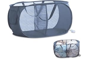 ZAMETY AKbik Panier a Linge Pliable, Pop Up Paniere a Linge Sale, Bleu Corbeille a Linge, Panier à Linge avec Poignées, Paniere a Linge pour Chambre à Coucher, Chambre d'enfant et Voyage