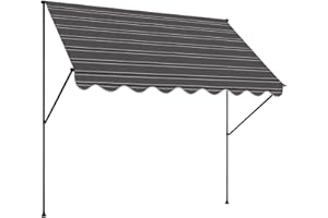 ANGERER FREIZEITMÖBEL GMBH Angerer Klemmmarkise Exklusiv mit Handkurbel, Terrasse/Balkon, einfache Montage ohne Bohren, Made in Germany, hochwertiger Stoff, UV-beständig, höhenverstellbar, wasserabweisend, 400 cm Grau-Schwarz