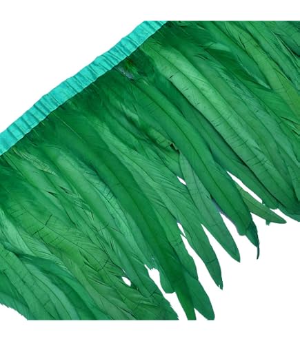 Sowder - Bordure à Franges En Plumes De Coq Vert Foncé - 25-30 Cm - Pour Costumes, Décos Et Créations DIY