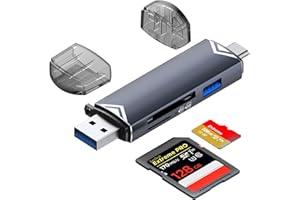 VINMOOOG Lettore di schede SD, adattatore 3-in-1 Hi-Speed USB C e USB 2.0 Micro SD Card Reader OTG per MMC/TF/SDXC/SDHC/Micro SDXC, compatibile con iPhone 16 Pro Max/16/15 telefoni cellulari, computer, ecc.