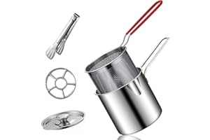 CNDIYALD Friteuse, mini-friteuse, en acier inoxydable, poêle avec panier, mini- pour frites tempura
