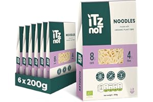 iTz noT jusT NOODLES (Pack of 6, 200g Each) Ready cooked, Shirataki, Moyu, Konjac Plant Fibre Pasta, Low Carb, & No Added Preservatives, Healthy, Gluten Free, Gut Health. 100% Natural