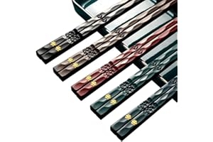 JEYORZY Lot de 5 paires de baguettes japonaises réutilisables en fibre de verre, passent au lave-vaisselle, baguettes à sushi antidérapantes