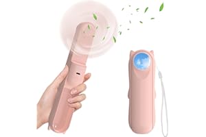 Rouclo Mini Ventilateur Portable, Ventilateur de Poche Ventilateur USB 3 en 1, Mini Ventilo à 3 Vitesses(7-22 heures), Ventilateur à Main pour Bureau à Domicile, Extérieur, Voyage