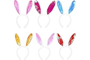 Marypaty 6 pièces Lapin Serre-Tête Bandeau Pâques Deguisement Filles Oreilles de Lapin Cosplay Accessoires Enfants Adultes Femmes Ensembles Décoration d'anniversaire (C)