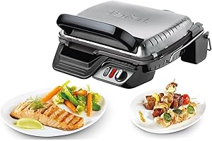‎TEFAL Tefal Kontaktgrill 2-in-1, Sandwichmaker, aufklappbar als Tischgrill/BBQ mit doppelter Grillfläche, regelbarer Thermostat, antihaftbeschichtet, 2000W, 32 x 32 x 14 cm, GC3050
