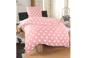 DreamHome 2 teilige Sterne Bettwäsche, Bettbezug in der Größe 135x200 und Kissenbezug 80x80 Farbe: Rosa