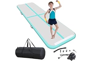 BSTSEL Inflatable Air Gymnastics Tumbling Track Mat 10ft 13ft 16ft 20ft Thickness 4in, Home Gymnasiums Yoga Dance Training Exercise Fitness Mat with Air Pump