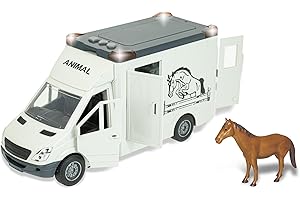TEOREMA GIOCATTOLI Teorema – Camión para Transporte de Animales Play City, tráiler de Caballos con Luces y Sonidos, Movimiento de Embrague, Puertas abatibles y Caballo Incluido
