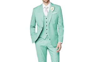 HUUTOE Costume 3 pièces élégant pour homme, pour mariage, bal de fin d'année, affaires, blazer à un bouton, veste, gilet et pantalon, smoking