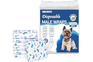 MICOOYO Lot de 20 Couches jetables pour Chien mâle, Chiot, Super absorbantes, avec indicateur d'humidité (20, XS)