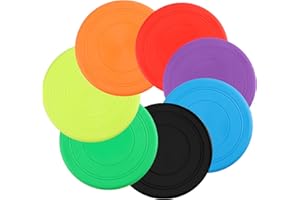 YiliYa 7 Stück Hunde Frisbee Set - 18CM Scheibe, Gummi Hundespielzeug für Training, Werfen, Fangen & Spielen (7 Farben)